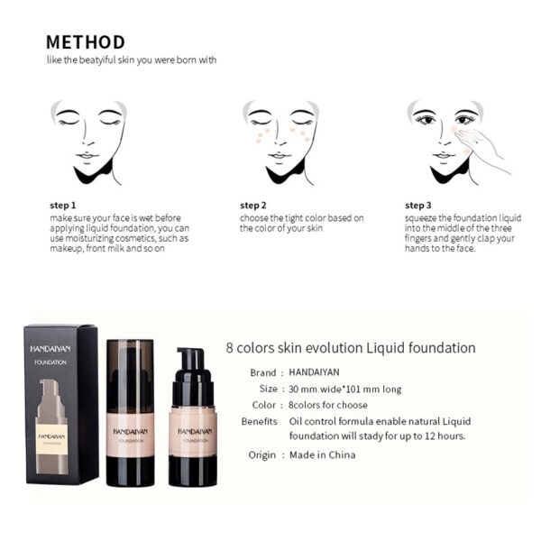 HANDAIYAN Full Cover Foundation Waterproof Moisturizer fond de teint couvrant Face Liquid Foundation Base Makeup for Dark Skin - Image 8