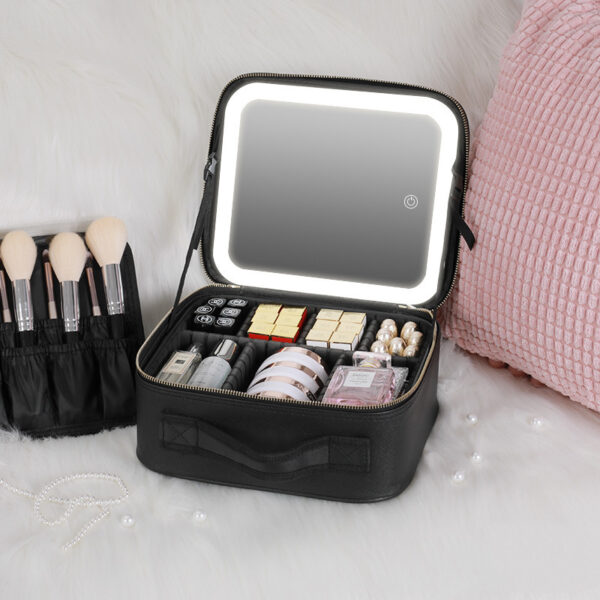 Smart LED Cosmetic Case With Mirror Cosmetic Bag Large Capacity Fashion Portable Storage Bag Travel Makeup Bags - Image 8