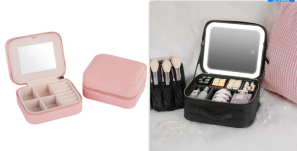 Smart LED Cosmetic Case With Mirror Cosmetic Bag Large Capacity Fashion Portable Storage Bag Travel Makeup Bags - Image 2