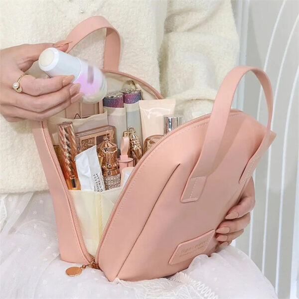 Shell Shape PU Leather Cosmetic Bag Waterproof Letter Makeup Pouch Bag Multifunction Carry-on Makeup Tote Travel Wash Bags - Image 7