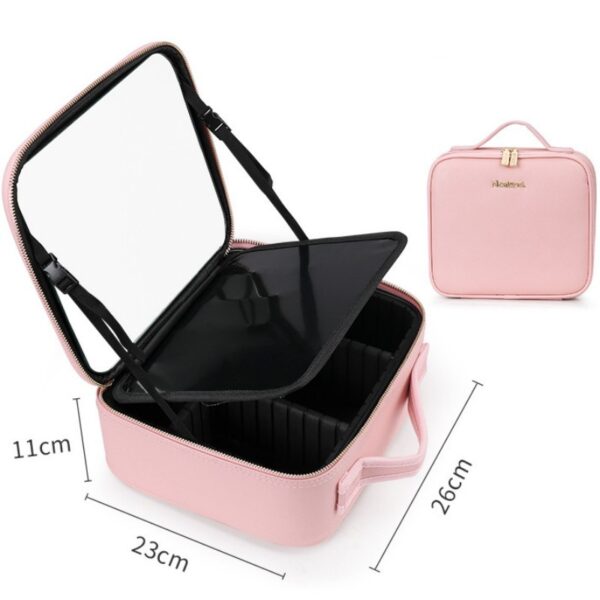 Smart LED Cosmetic Case With Mirror Cosmetic Bag Large Capacity Fashion Portable Storage Bag Travel Makeup Bags - Image 4